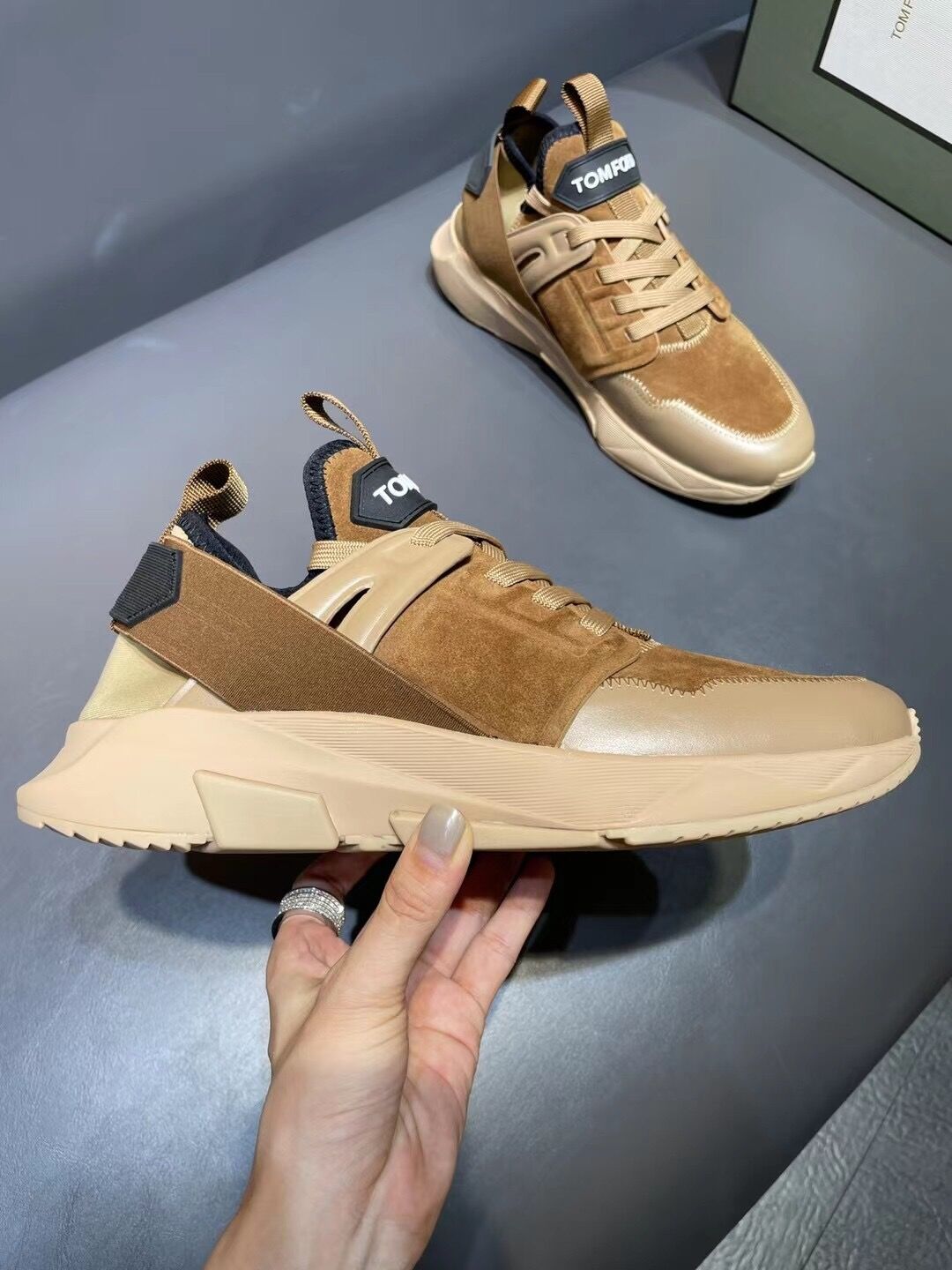 GIÀY TOM FORD TF BROWN SUEDE SNEAKER SHOES AAA