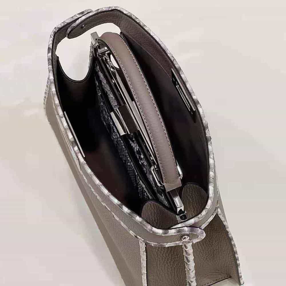 TÚI FENDI Women Peekaboo Iseeu Small Gray Full Grain Leather and Elaphe Bag