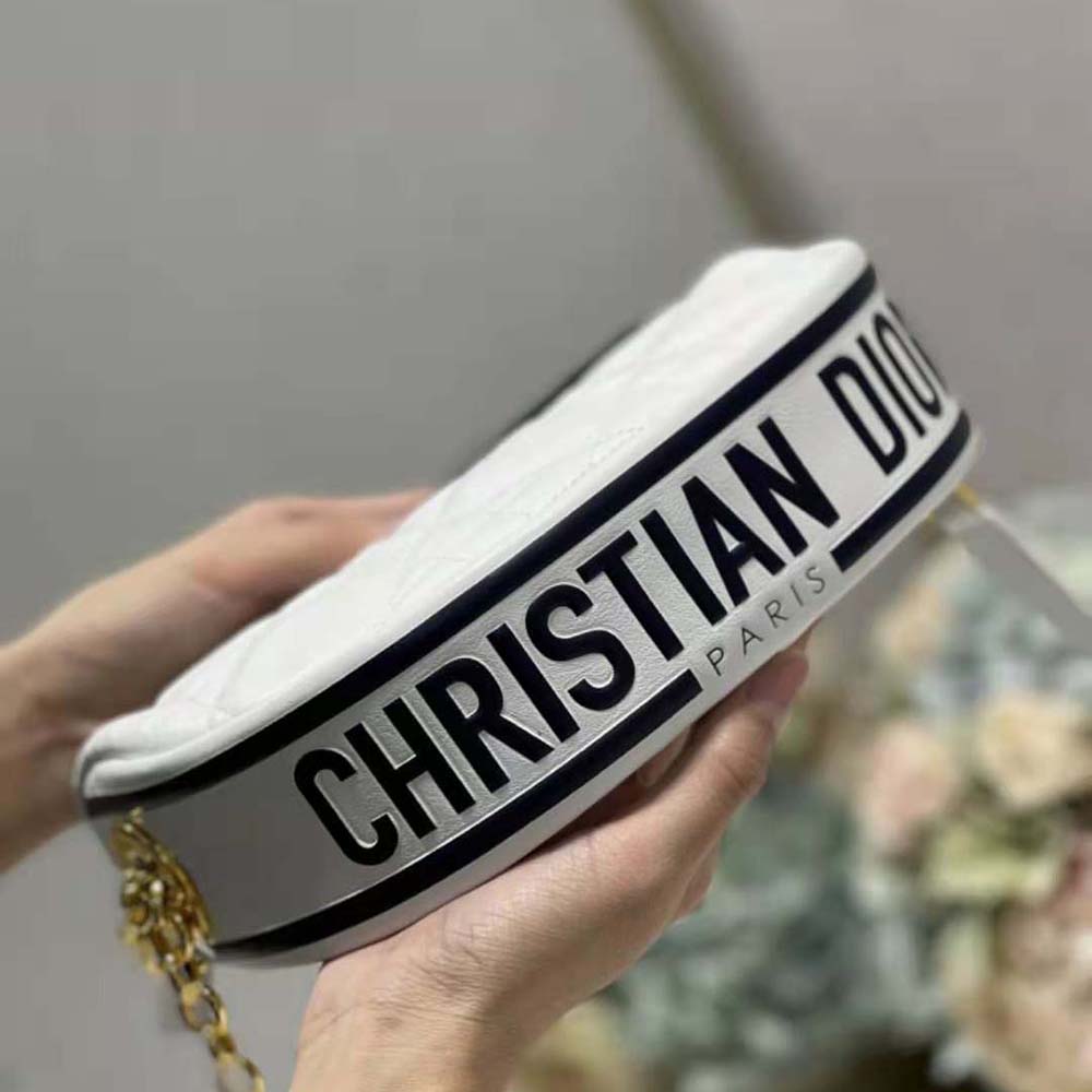 TÚI Dior Women Small Dior Vibe Hobo Bag White Cannage Lambskin