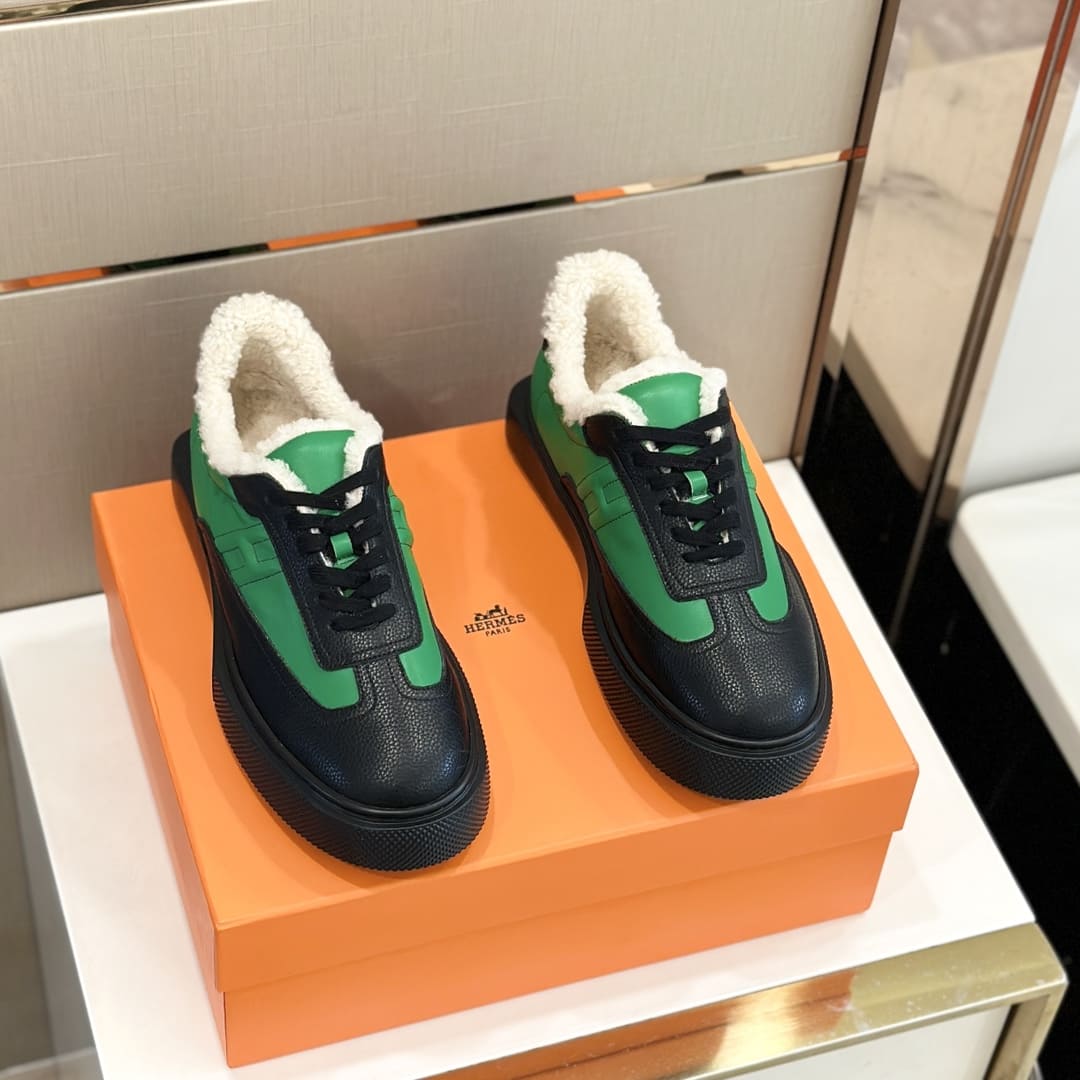 GIÀY HERMES SNEAKER LOW SPORTS CAFLSIN FUR GREEN