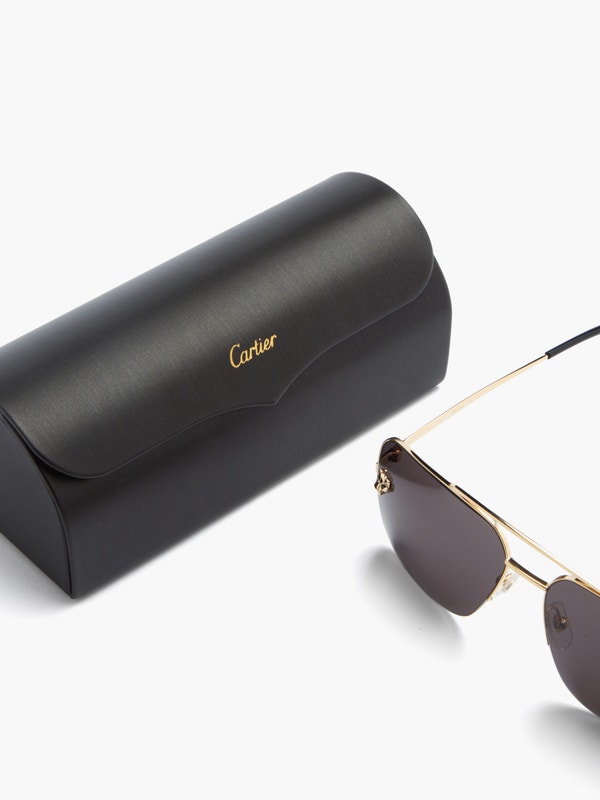 CARTIER EYEWEAR Panthère aviator metal sunglasses