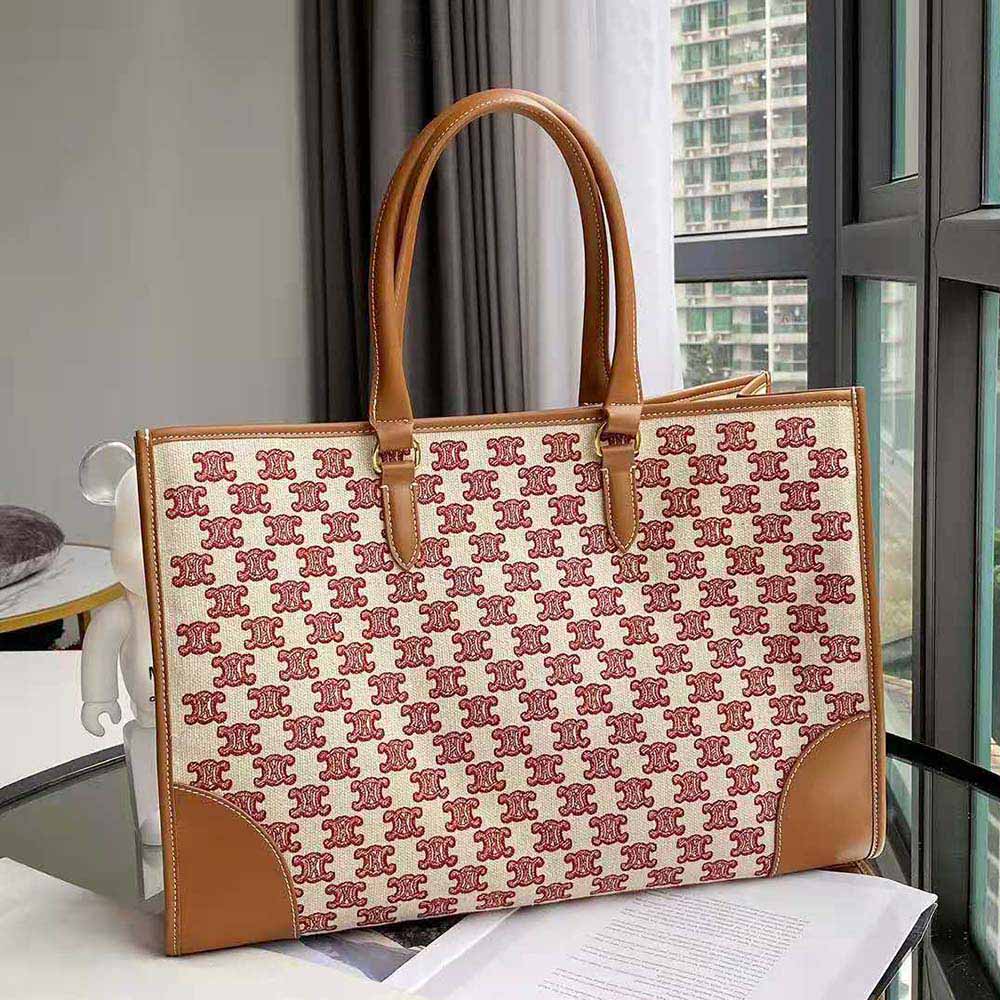 TÚI Celine Women Horizontal Cabas in Textile with Triomphe Embroidery