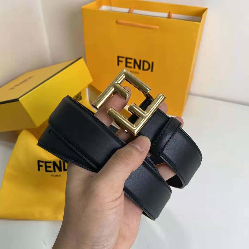 DÂY LƯNG Fendi Belt with Loop and FF Stud Buckle-Black