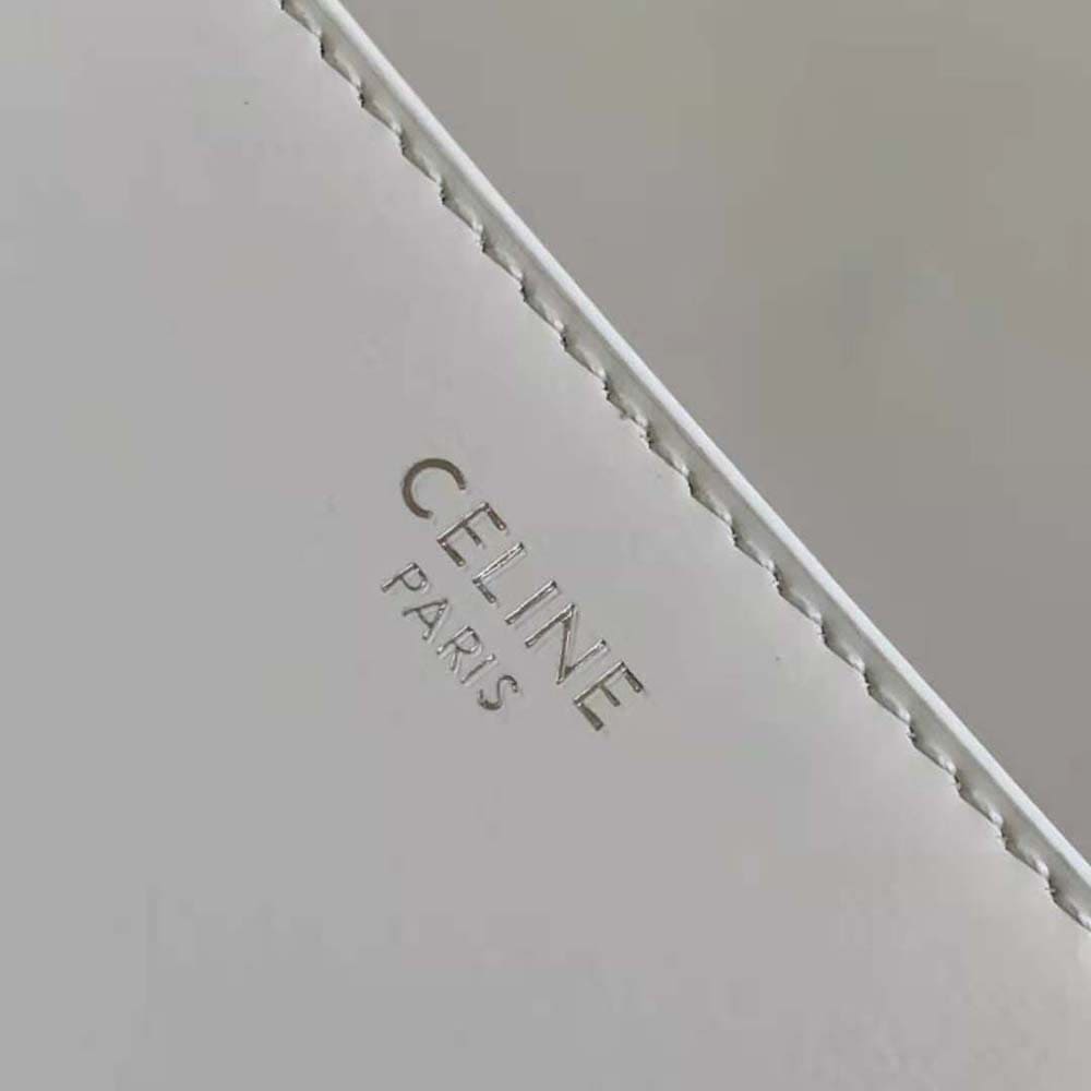 TÚI Celine Women Trapeze Triomphe Bag in Shiny Calfskin-White