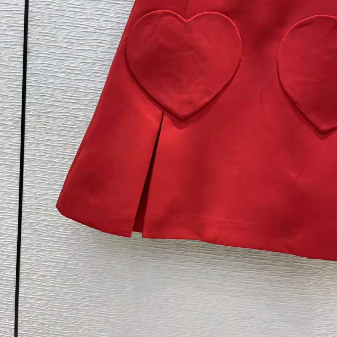Chân váy Dior Dioramour Miniskirt with Heart-Shaped Pockets Red Wool and Silk