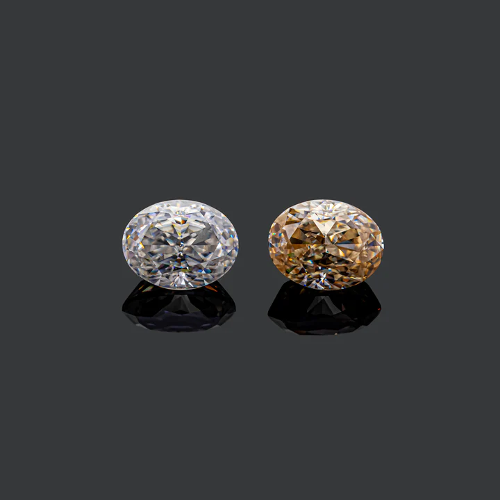 KIM CƯƠNG Oval Hybrid Cut Natural Champagne Loose Moissanite Stone