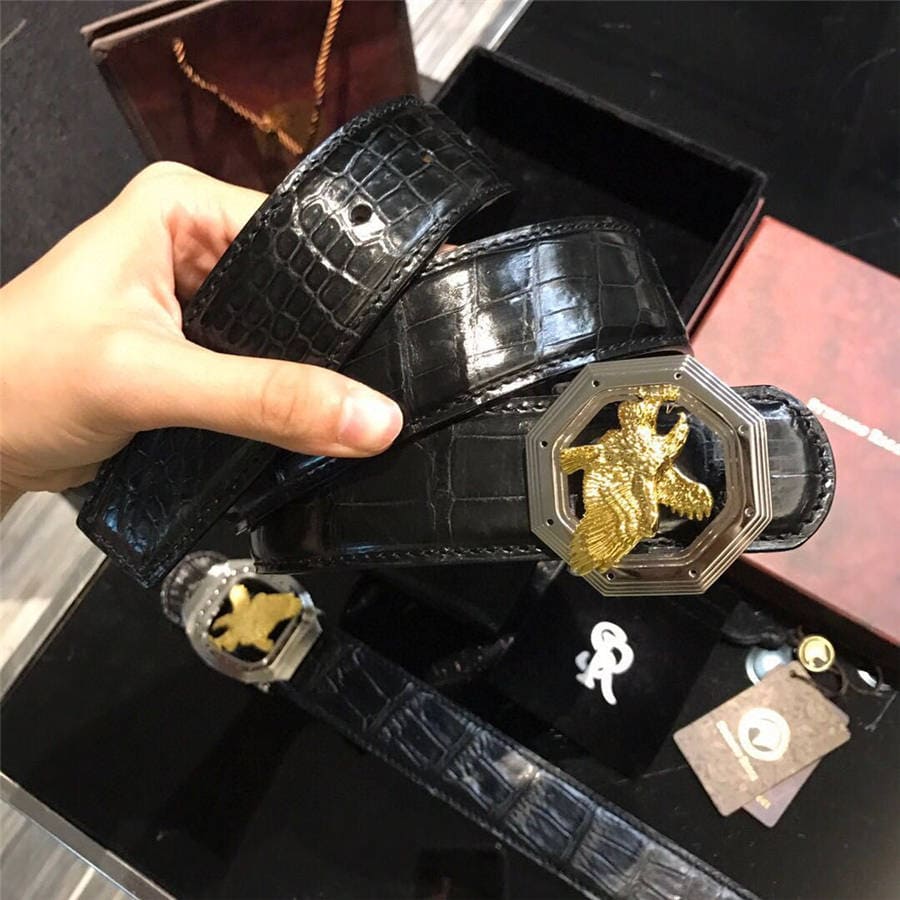 DÂY LƯNG STEFANO RICCI CROCODILE LEATHER DA CÁ SẤU Belt Khóa bạc