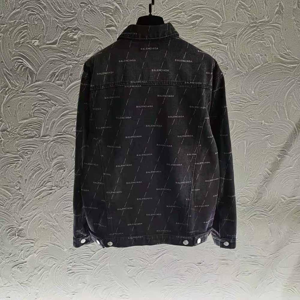 ÁO Balenciaga Large Fit Jacket in Stonewashed Black Lasered Denim