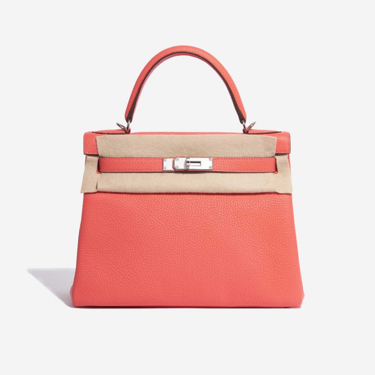 TÚI Hermès Kelly 28 Clemence Rose Texas Silver Buckle khóa trắng