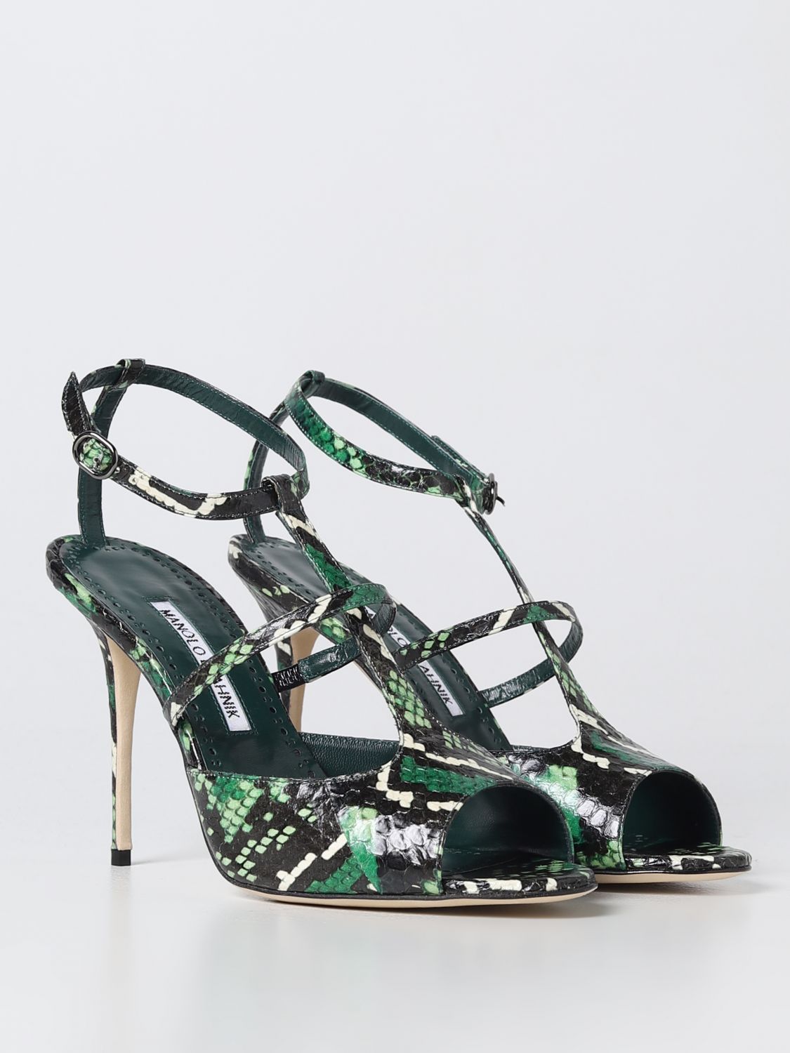 GIÀY MANOLO BLAHNIK Python heeled sandals shoes