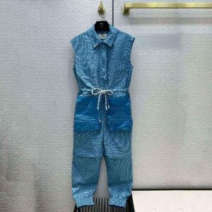 ÁO Fendi Women Jumpsuit Light Blue Denim Jumpsuit