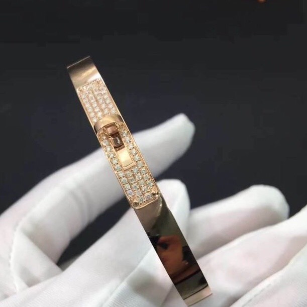 LẮC TAY HERMES PARIS KELLY BRACELET HERMES DIAMOND ROSE GOLD 18K
