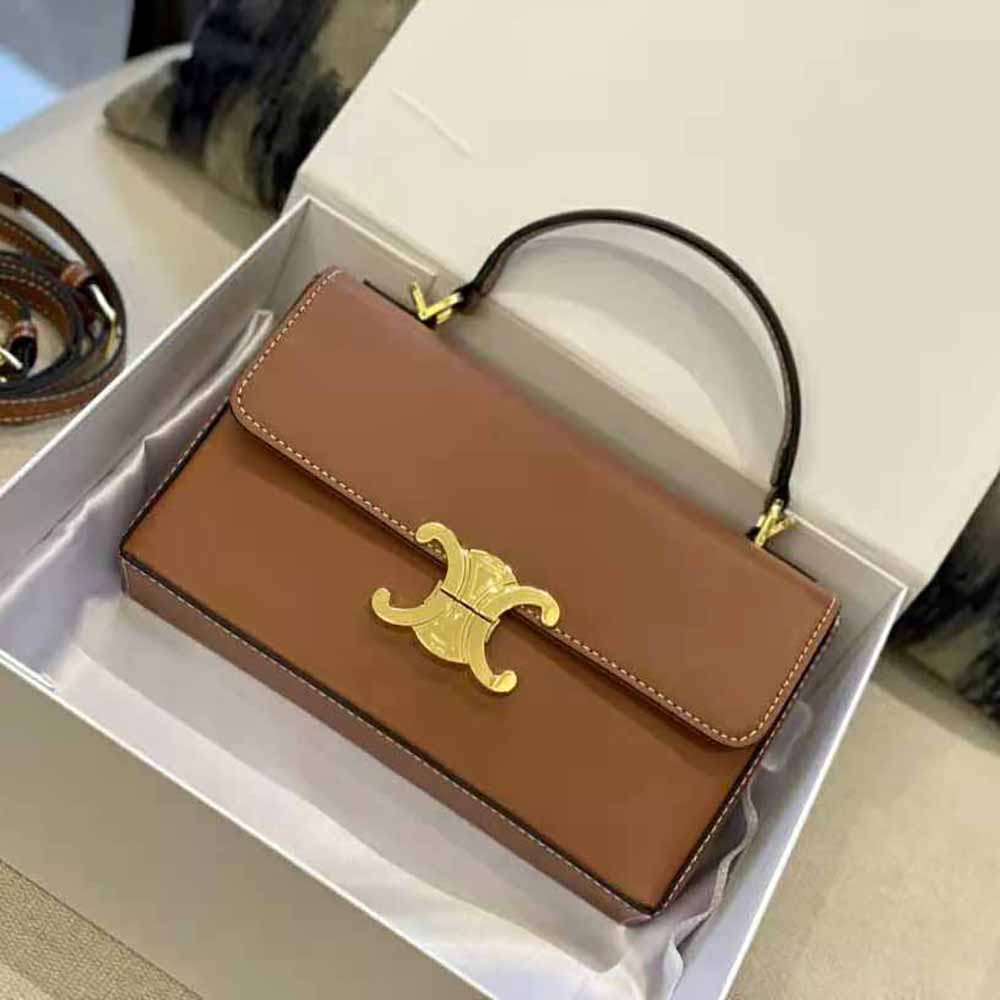 TÚI Celine Women Box Triomphe in Natural Calfskin-Tan