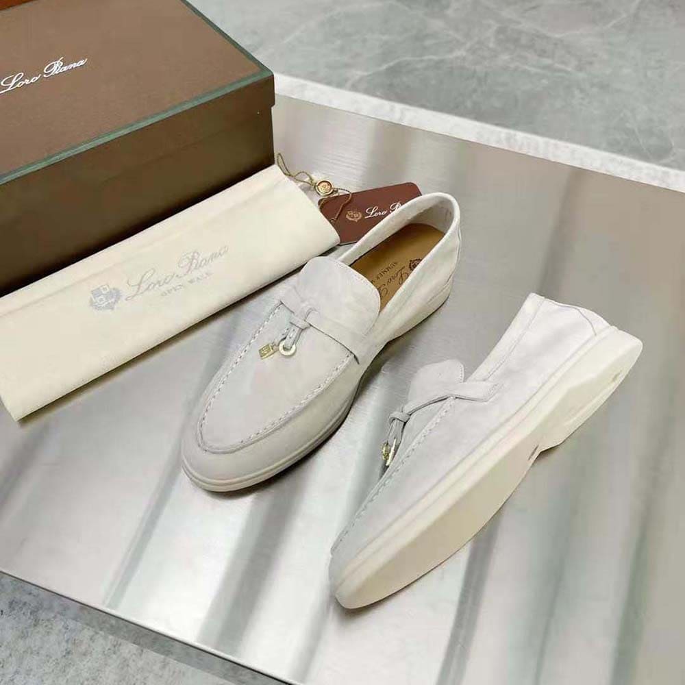 GIÀY LORO PIANA Unisex Summer Charms Walk Loafers-White TOP QUALITY SHOES AAA