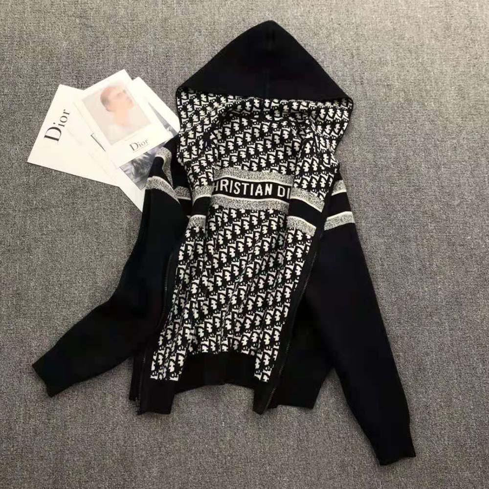 ÁO Dior Reversible Zipped Cardigan Oblique Technical Cashmere SS2022