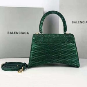 TÚI Balenciaga Women Hourglass XS Handbag with Rhinestones-Dark Green