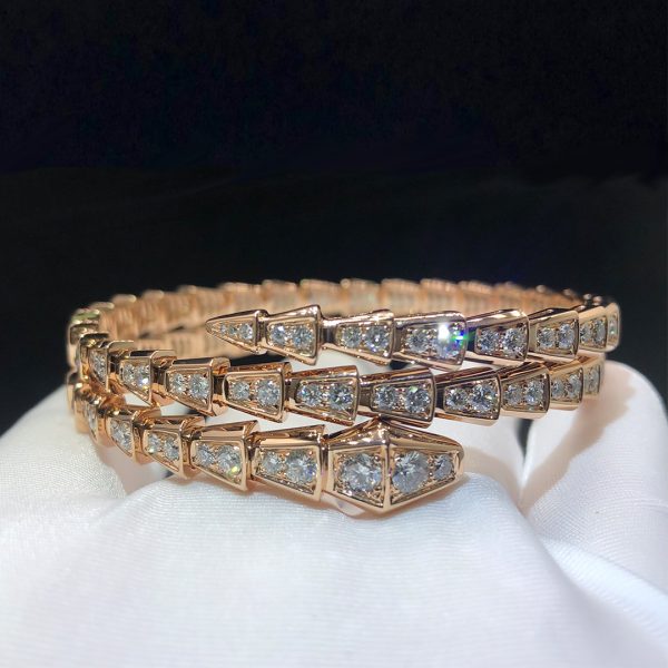 Vòng tay BVLGARI Serpenti hai cuộn vàng hồng 18K