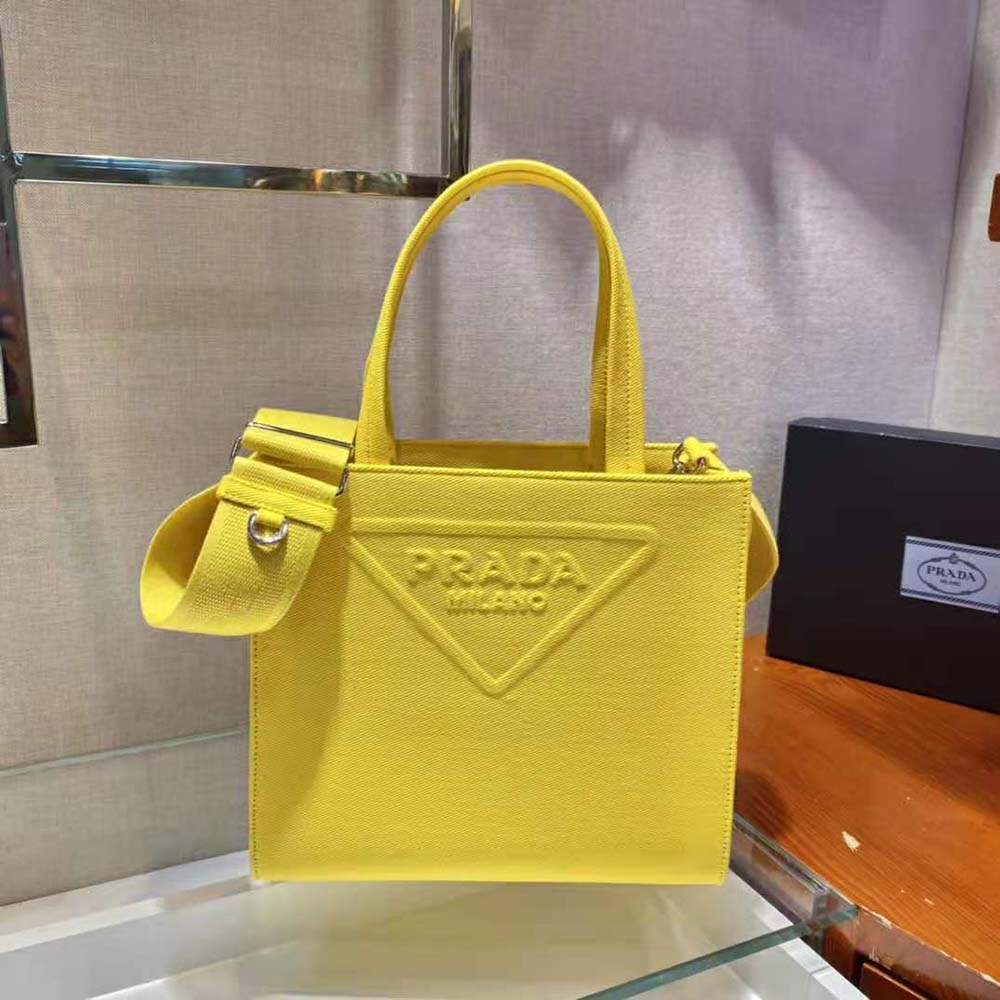 TÚI Prada Drill Tote Handles Bag-Yellow