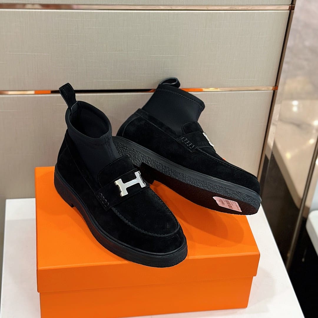 GIÀY HERMES SNEAKER HIGH SPORTS SUEDE BLACK