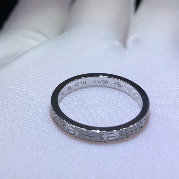 Nhẫn Cartier Love Full Pave Diamond size nhỏ vàng trắng 18K