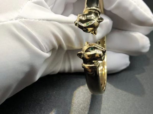 Vòng tay Cartier Panthère de Cartier hai đầu đá Tsavorite Garnet Onyx đen vàng hồng 18K