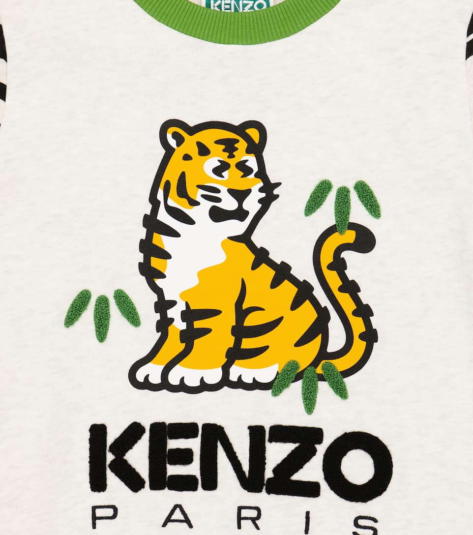 ÁO KENZO KIDS Embroidered tiger-print cotton sweatshirt 9 -12 years