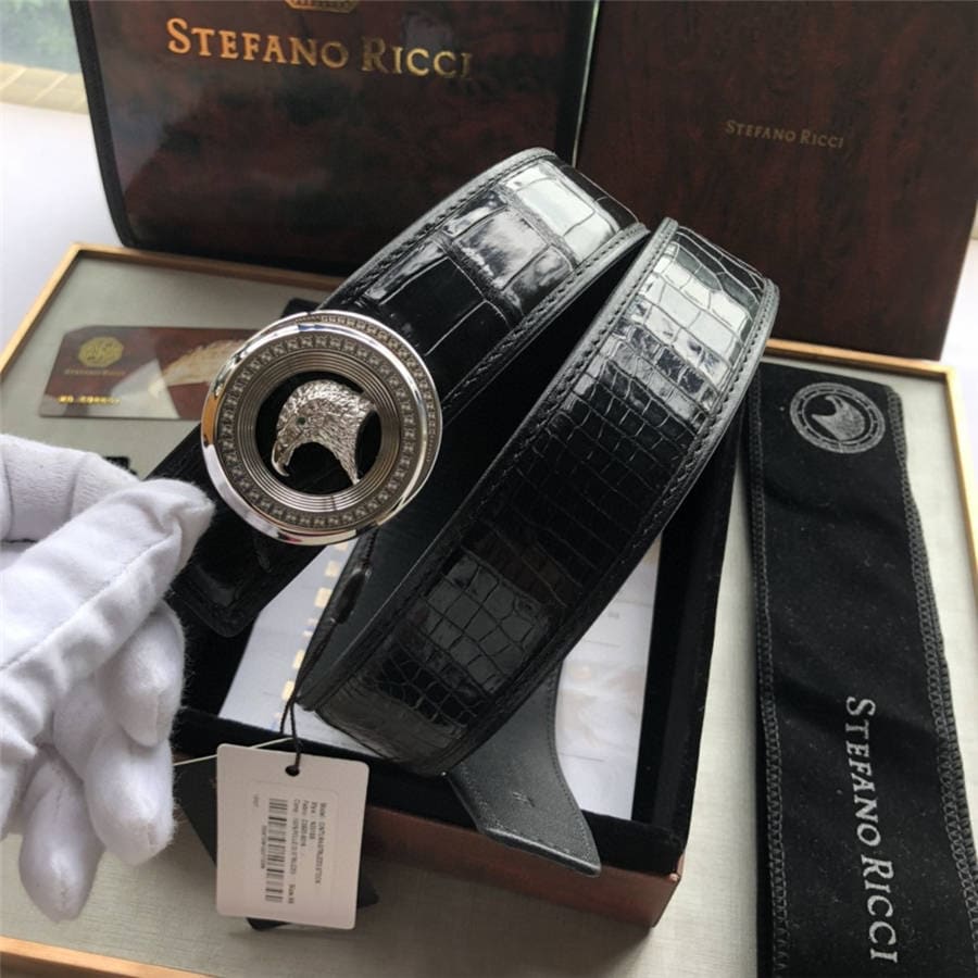 DÂY LƯNG STEFANO RICCI CROCODILE LEATHER DA CÁ SẤU Belt Khóa vàng