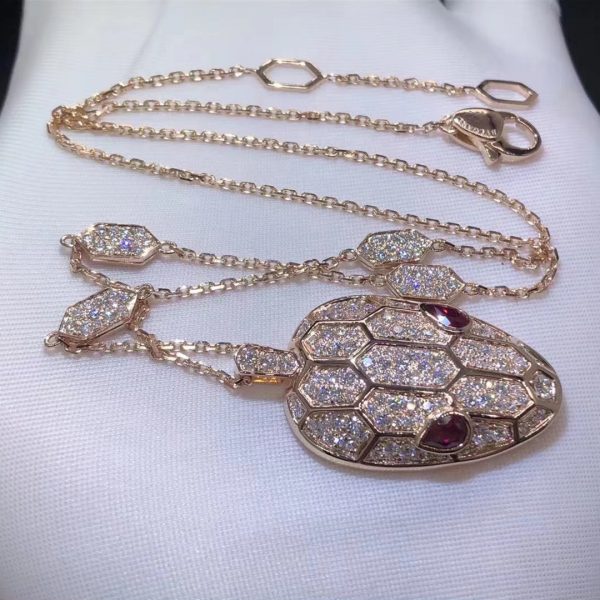Vòng cổ BVLGARI Serpenti Kim cương Pave Diamond Rubellite Eyes 18K