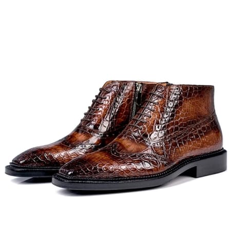 Giày Boots Chukka cho nam da cá sấu thủ công có 2 màu
