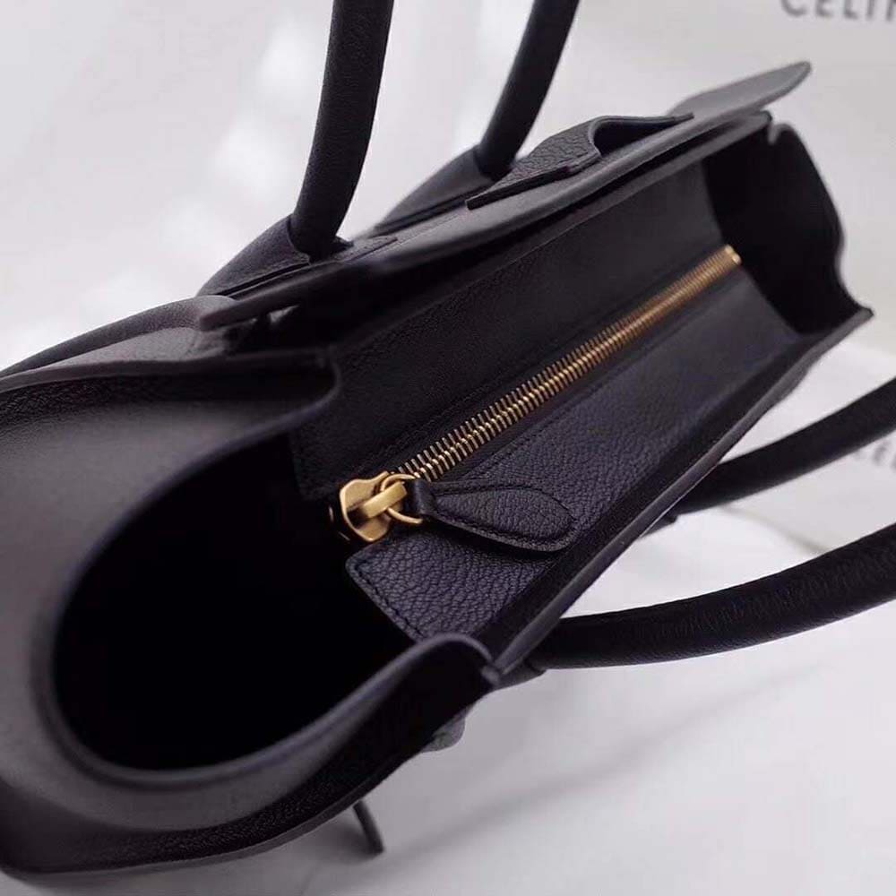 TÚI Celine Women Mini Luggage Handbag in Baby Drummed Calfskin-Black