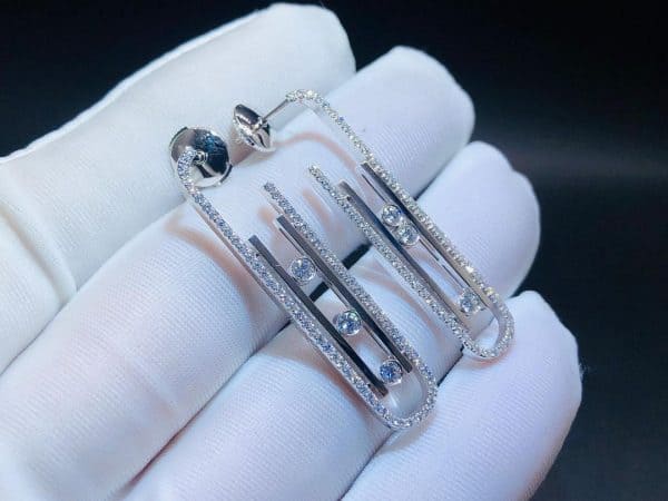 Bông tai Messika Boucles d'oreilles Move vàng trắng 18K