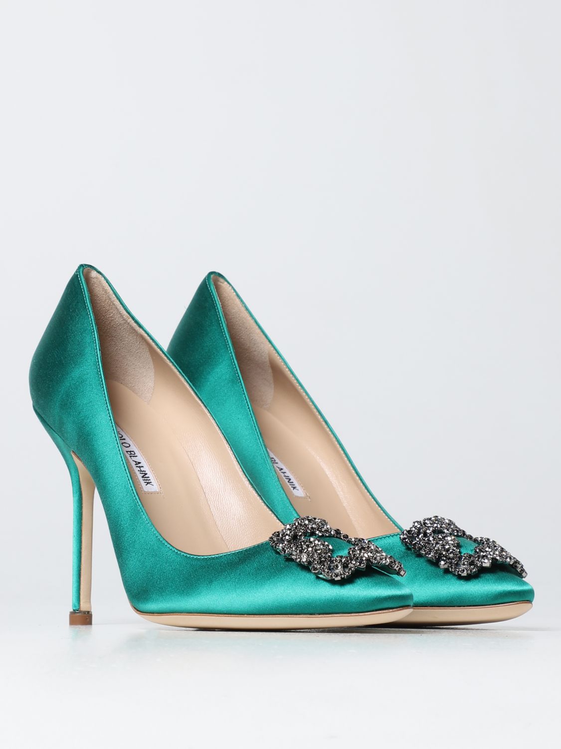 GIÀY MANOLO BLAHNIK Emerald Hangisi satin pumps shoes