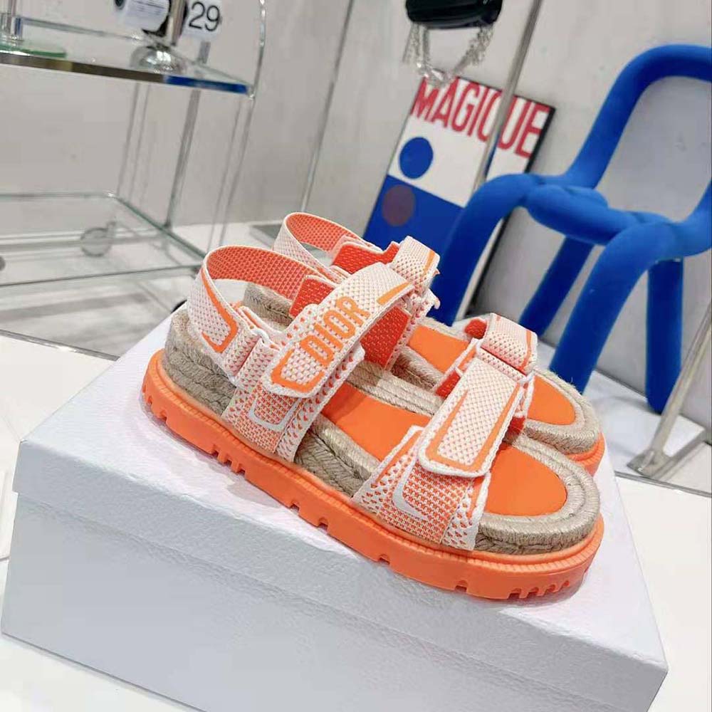 DÉP SANDAL DIOR Dioract Sandal White and Bright Orange Technical Mesh and Rubber