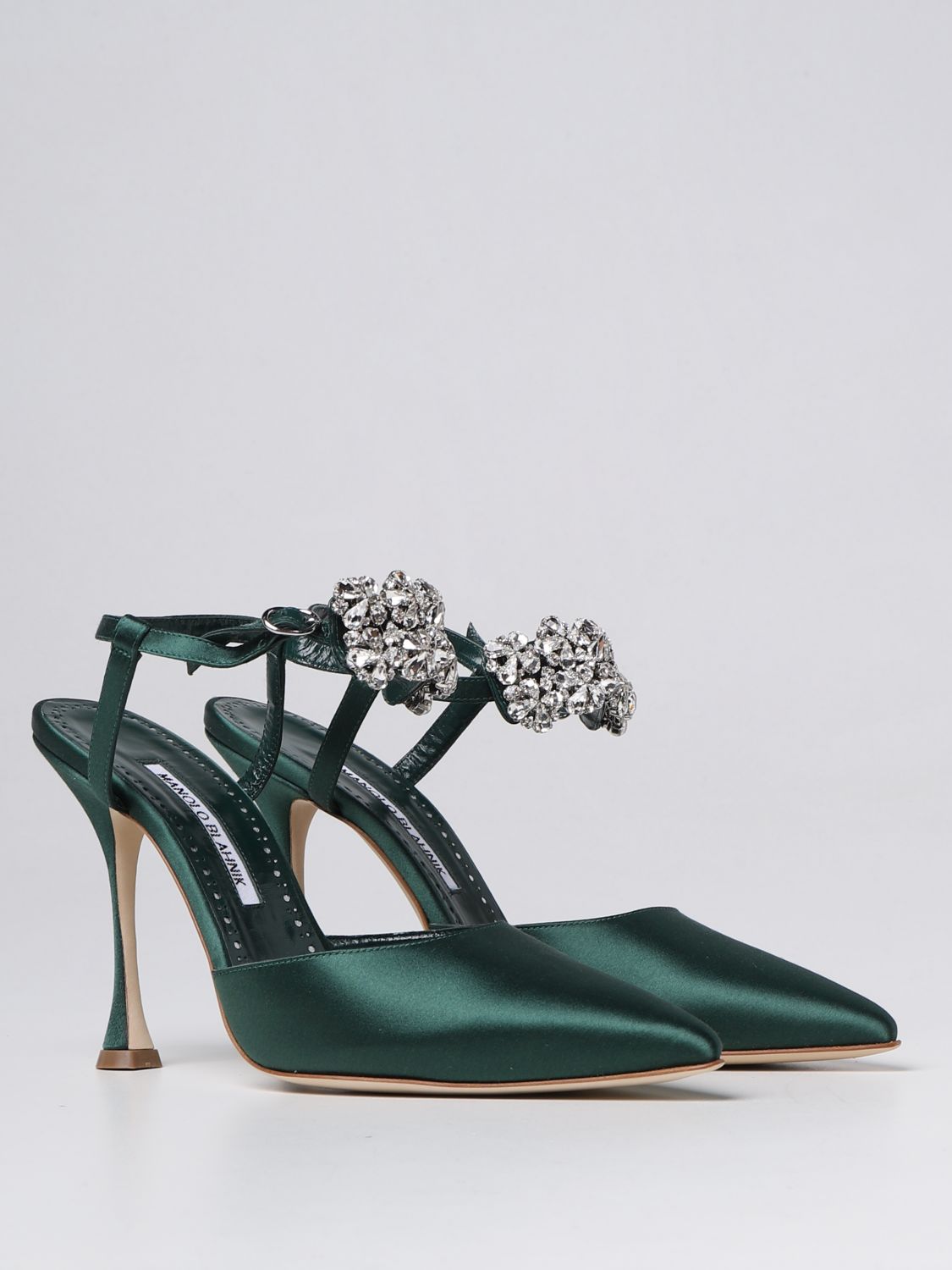 GIÀY MANOLO BLAHNIK Emerald satin high heel shoes