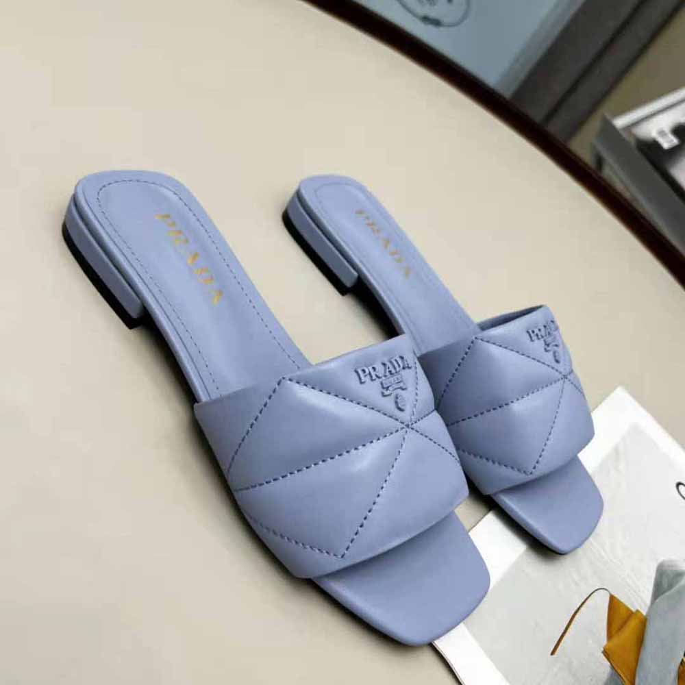 DÉP Prada Quilted Nappa Leather Sabots-Blue