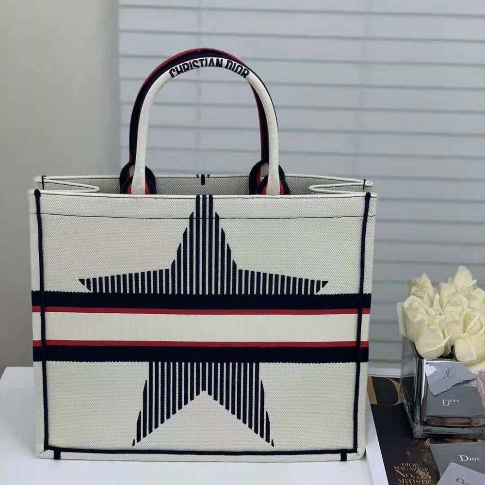 TÚI Dior Women Dioralps Dior Book Tote White Three-Tone Embroidery