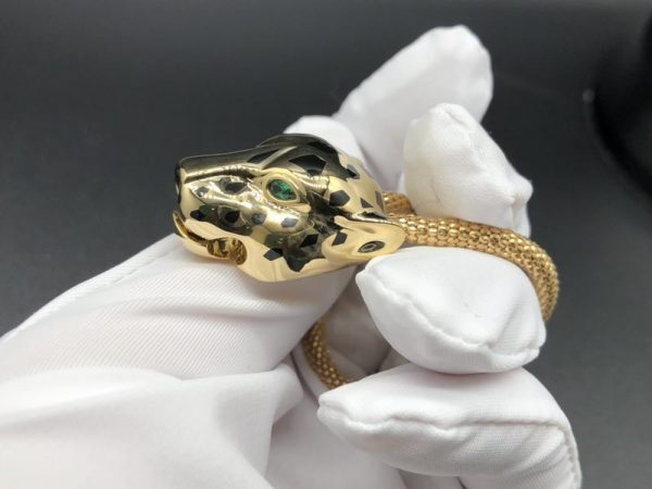 Vòng tay Cartier Panthere Onyx đen vàng hồng 18K