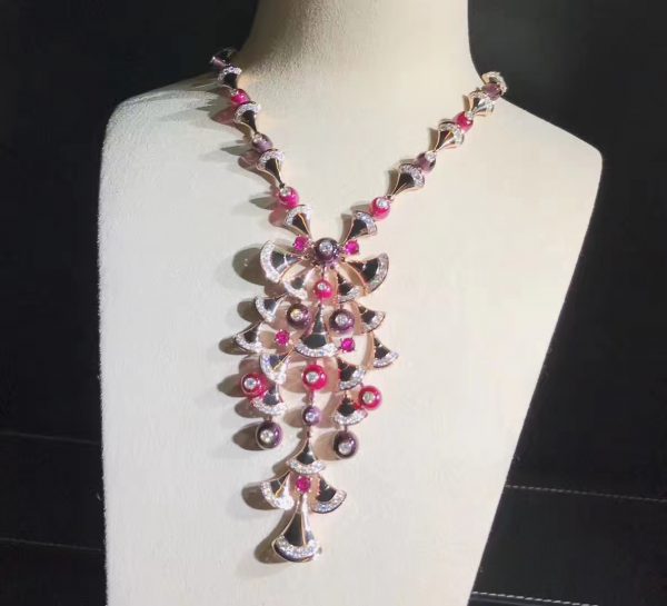 Vòng cổ BVLGARI Divas Dream Rubellite và Amethyst vàng hồng 18K