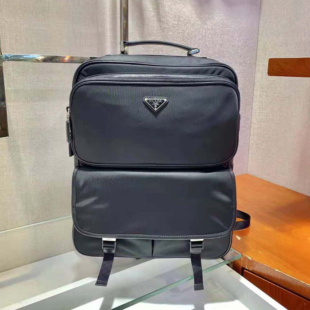 BALO Prada Fabric Backpack Accented with Fine Saffiano Leather Trim