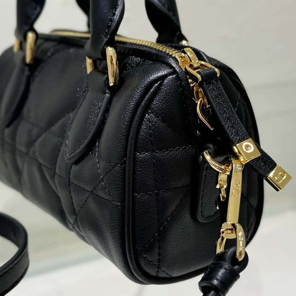 TÚI Dior Women Nano Dior Groove 17 màu đen Macrocannage da bê