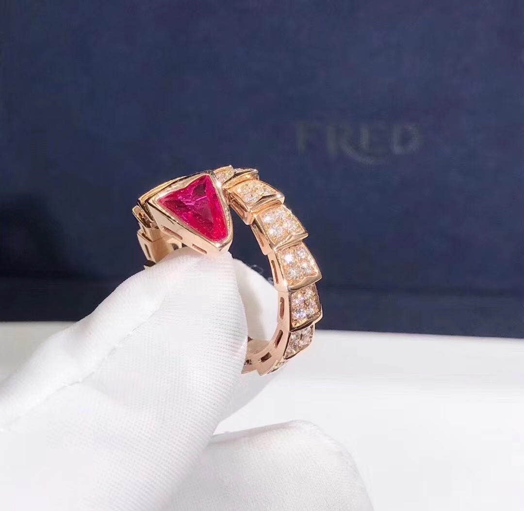 NHẪN BVLGARI Serpenti 18kt white gold diamonds