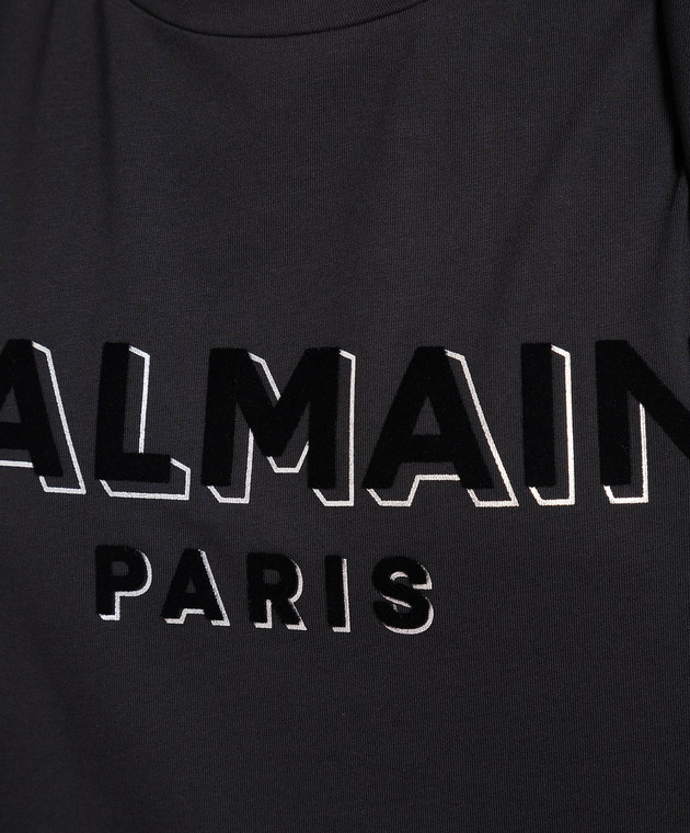 ÁO BALMAIN BLACK T-SHIRT WITH CONTRASTING LOGO