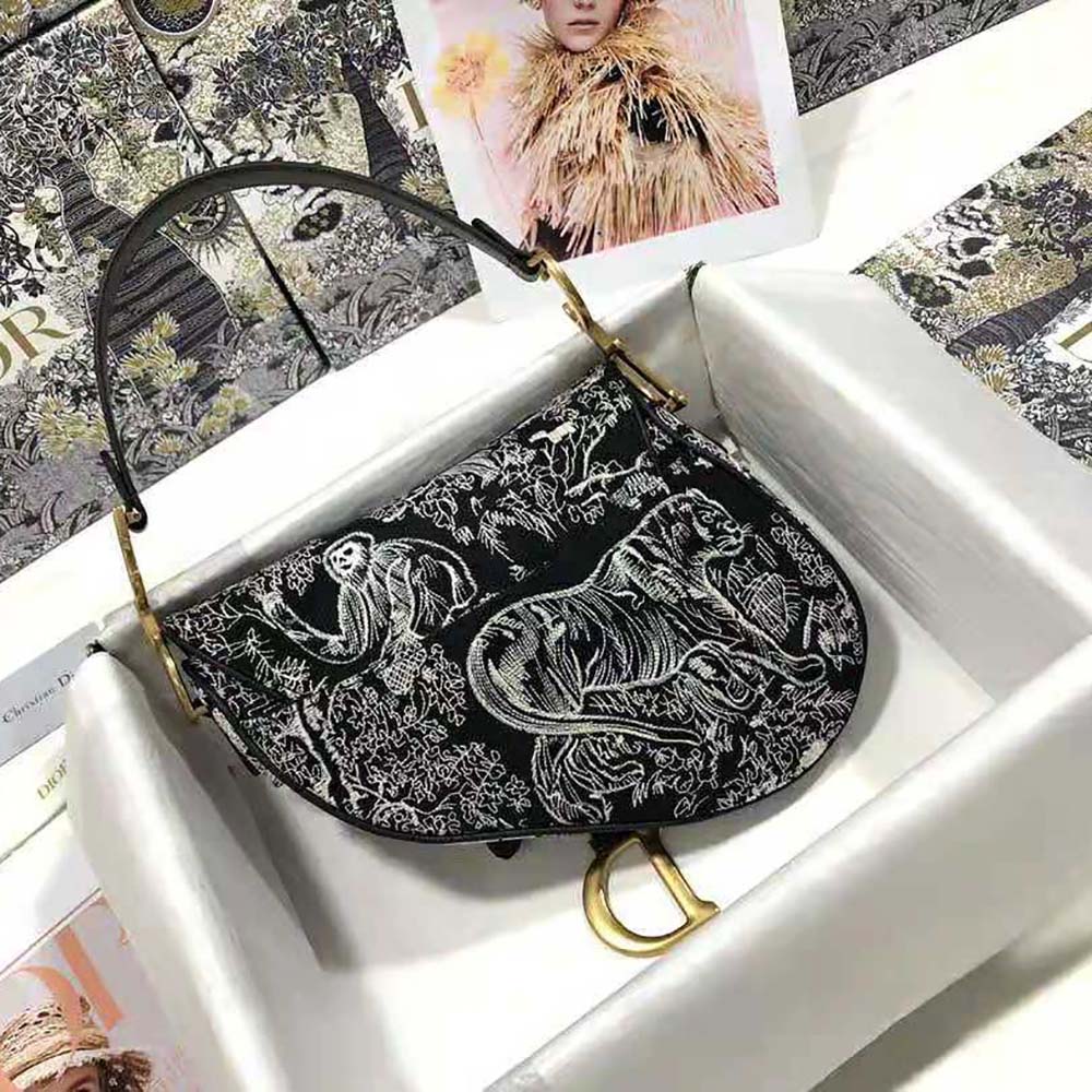 TÚI Dior Women Saddle Bag Toile DE Jouy Reverse Jacquard