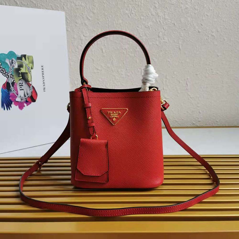 TÚI Prada Saffiano Leather Prada Panier Bag-Red