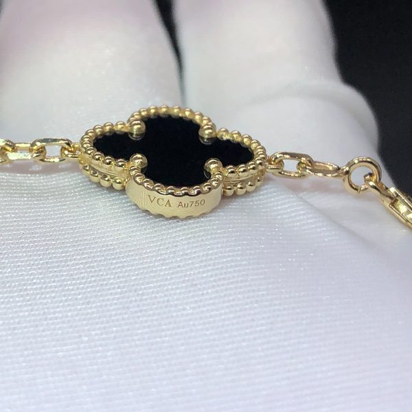 Vòng cổ Van Cleef & Arpels Alhambra Black Onyx 20 motif vàng hồng 18K