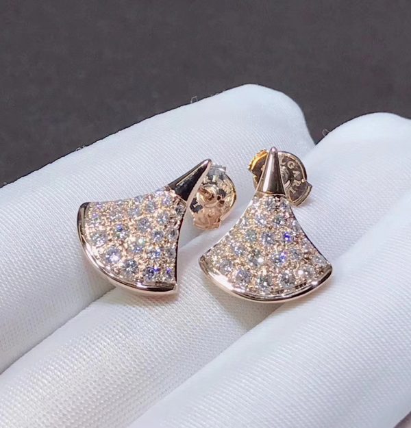 Bông tai BVLGARI Divas Dream Pave Diamonds vàng hồng 18K