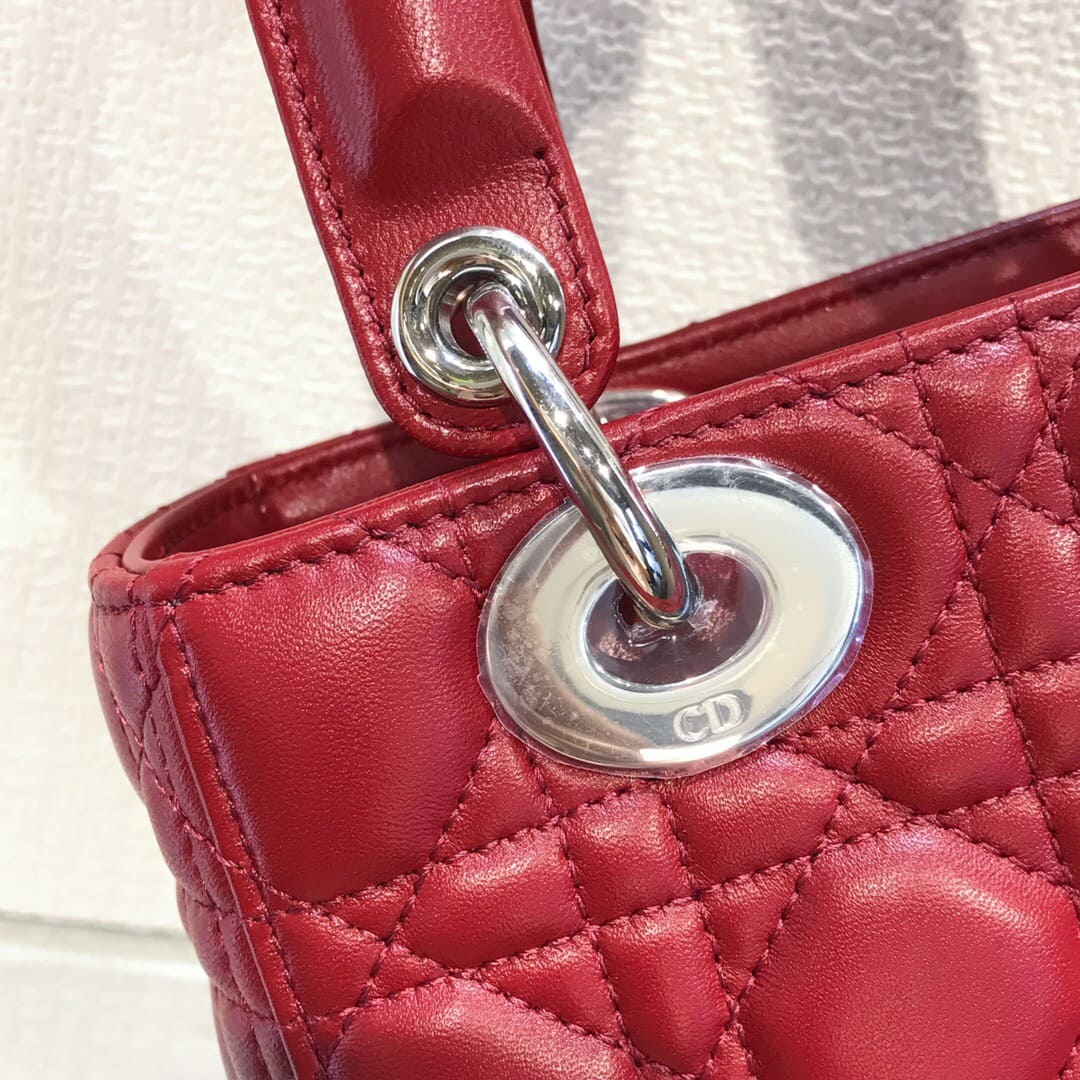 TÚI CHRISTIAN DIOR Lady Dior Bag Red Wine Cannage Lambskin Top Quality