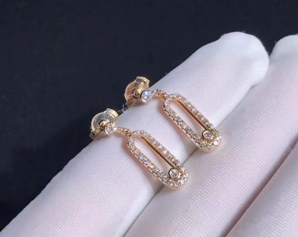 Bông tai Messika Move Uno Diamond kim cương vàng hồng 18K