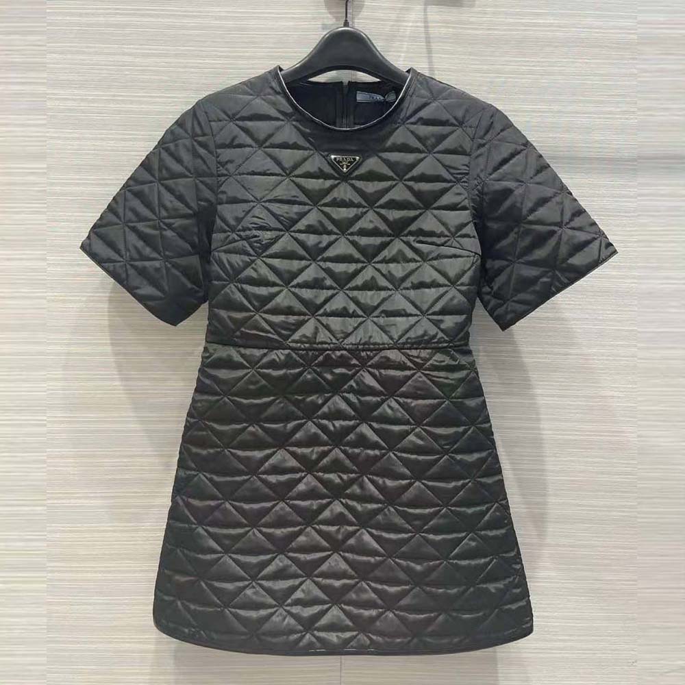 Váy Prada Short-Sleeved Re-Nylon Dress-Black