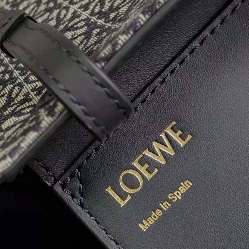 TÚI LOEWE East West bằng vải Jacquard Anagram và da bê - Đen